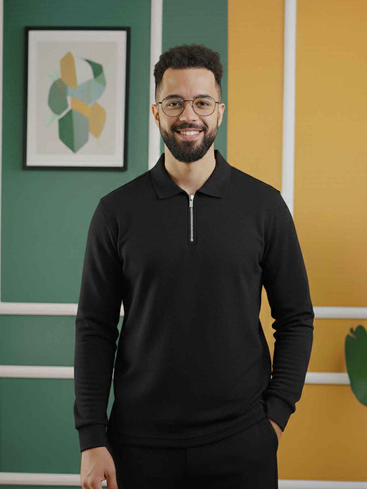 Urban Wolfs Imported Flex Lock Black Zipper Polo