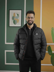 Urban Wolfs Removable Hood Puffer Jacket Black