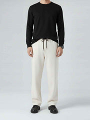 Men's Imported Loose Bottom Off White Trouser