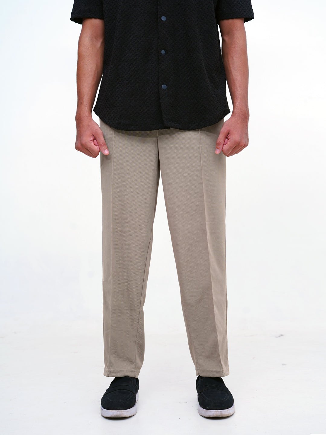 Men's Imported Plated Baige Baggy Joggers