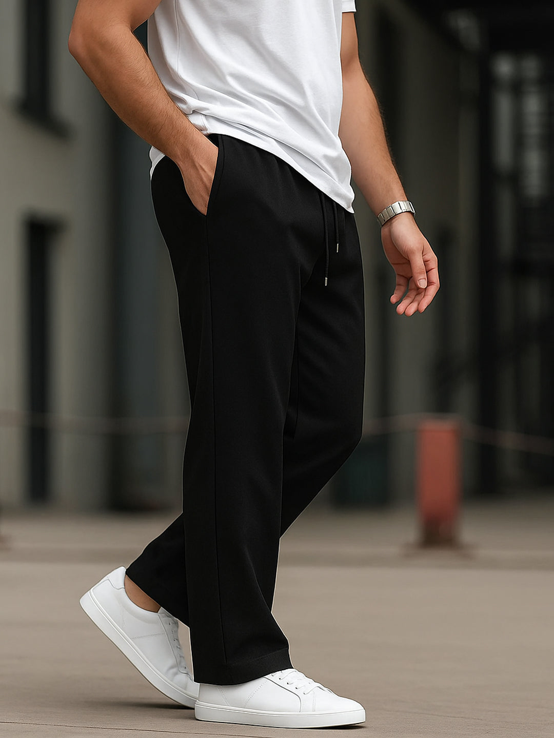 Men's Imported Loose Bottom Black Trouser