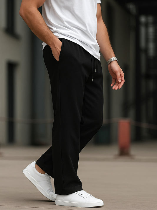 Men's Imported Loose Bottom Black Trouser