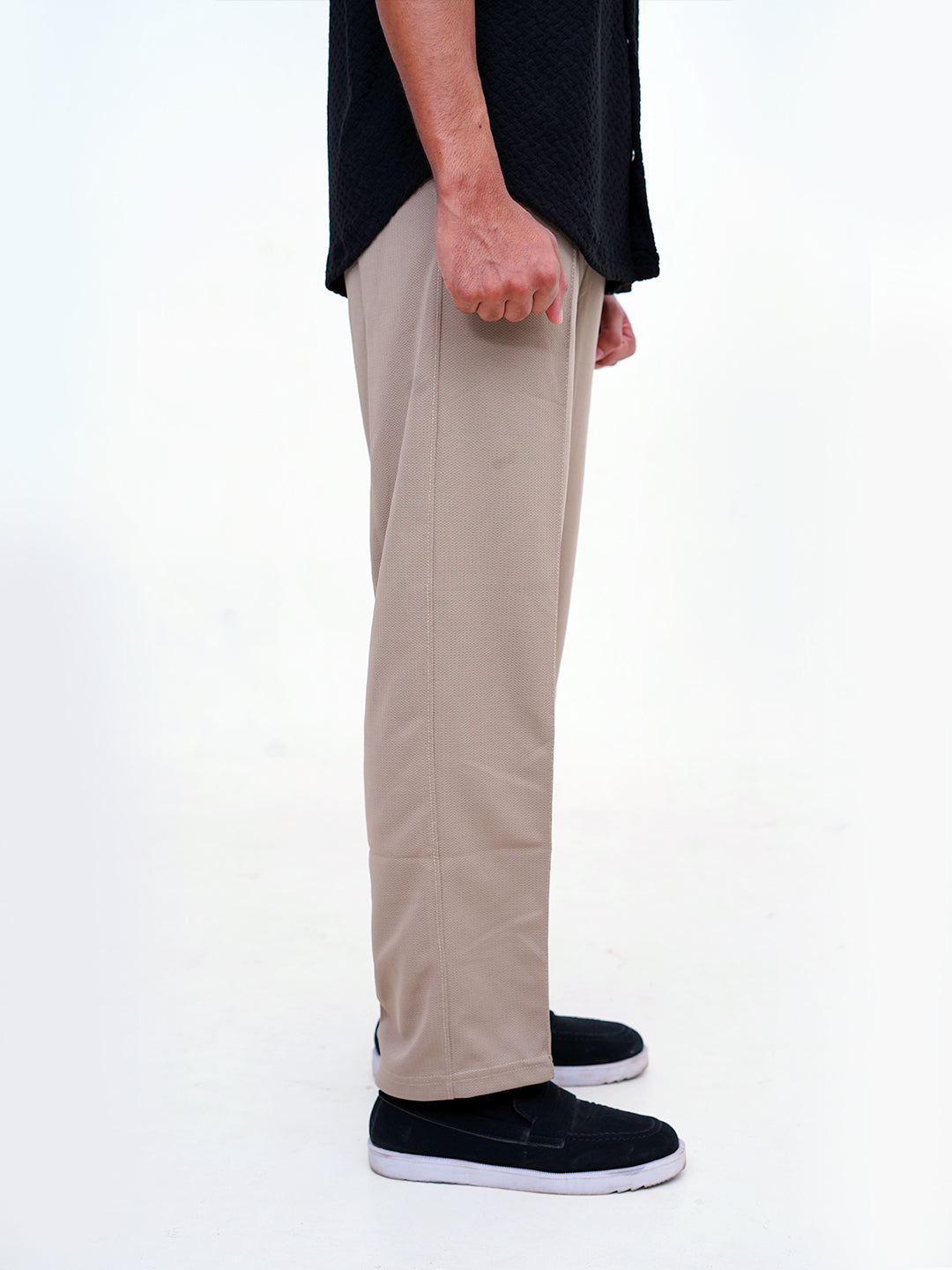 Men's Imported Plated Baige Baggy Joggers