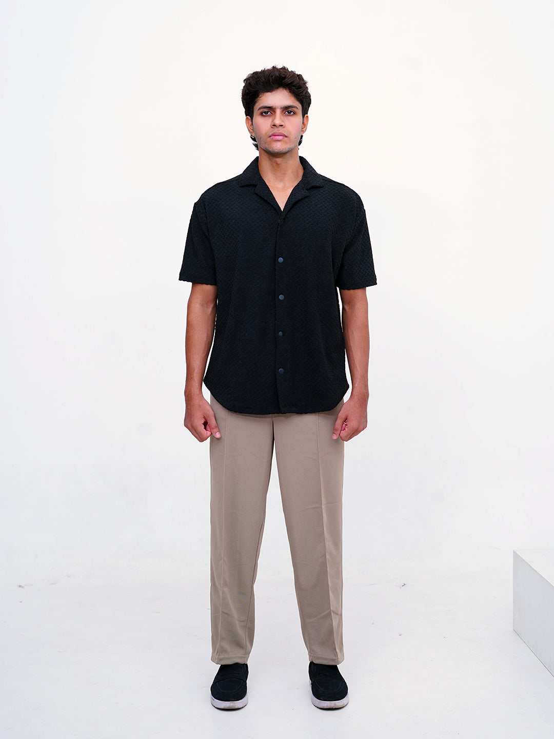 Men's Imported Plated Baige Baggy Joggers