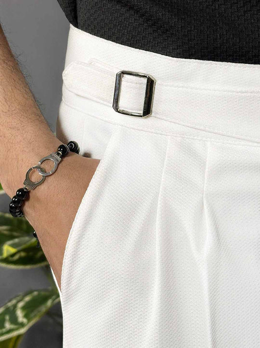 Urban Wolfs Double - Buckle Gurkha Pant Off White - URBAN WOLFS