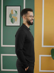 Urban Wolfs Imported Flex Lock Black Zipper Polo