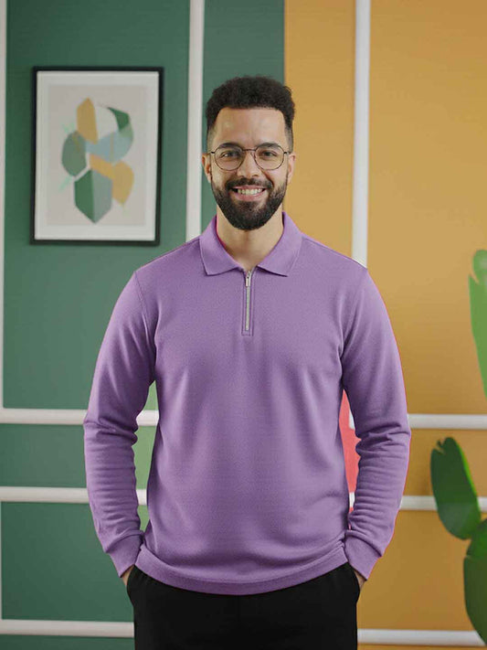 Urban Wolfs Imported Flex Lock Light Purple Zipper Polo