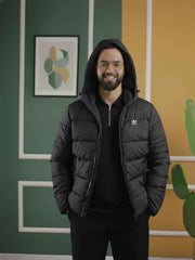 Urban Wolfs Removable Hood Puffer Jacket Black