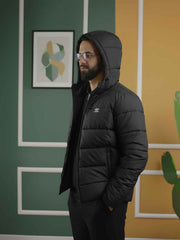 Urban Wolfs Removable Hood Puffer Jacket Black