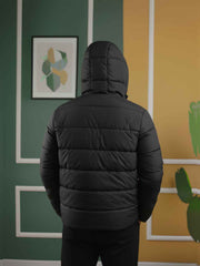 Urban Wolfs Removable Hood Puffer Jacket Black