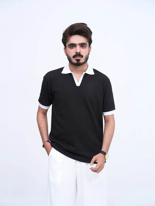 Urban Wolfs Imported Textured Black Polo - URBAN WOLFS