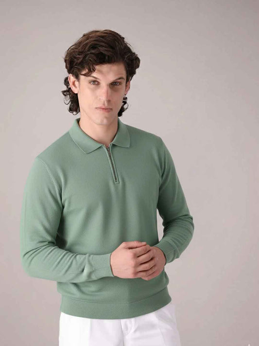 Urban Wolfs Imported Flex Lock Mint Zipper Polo