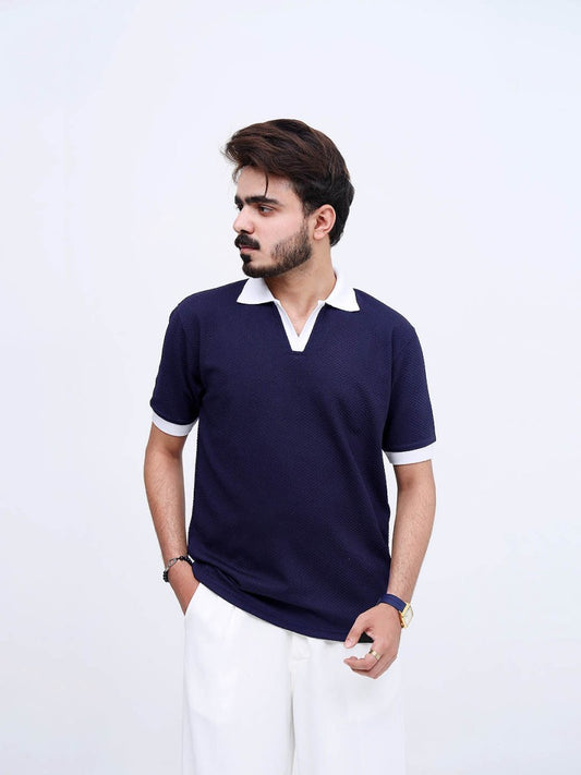 Urban Wolfs Imported Textured Navy Polo - URBAN WOLFS