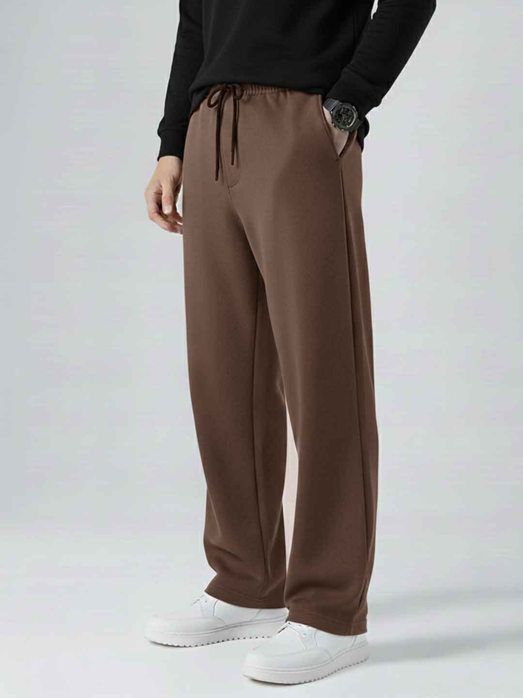 Men's Imported Loose Bottom Dark Brown Trouser