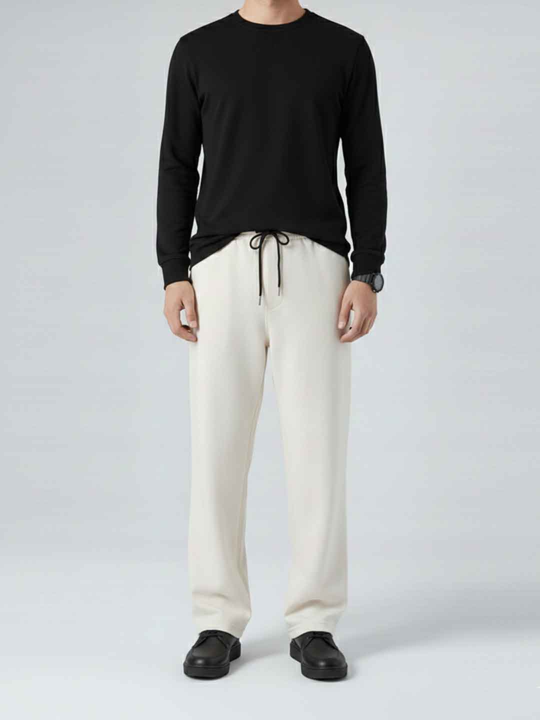 Men's Imported Loose Bottom Off White Trouser