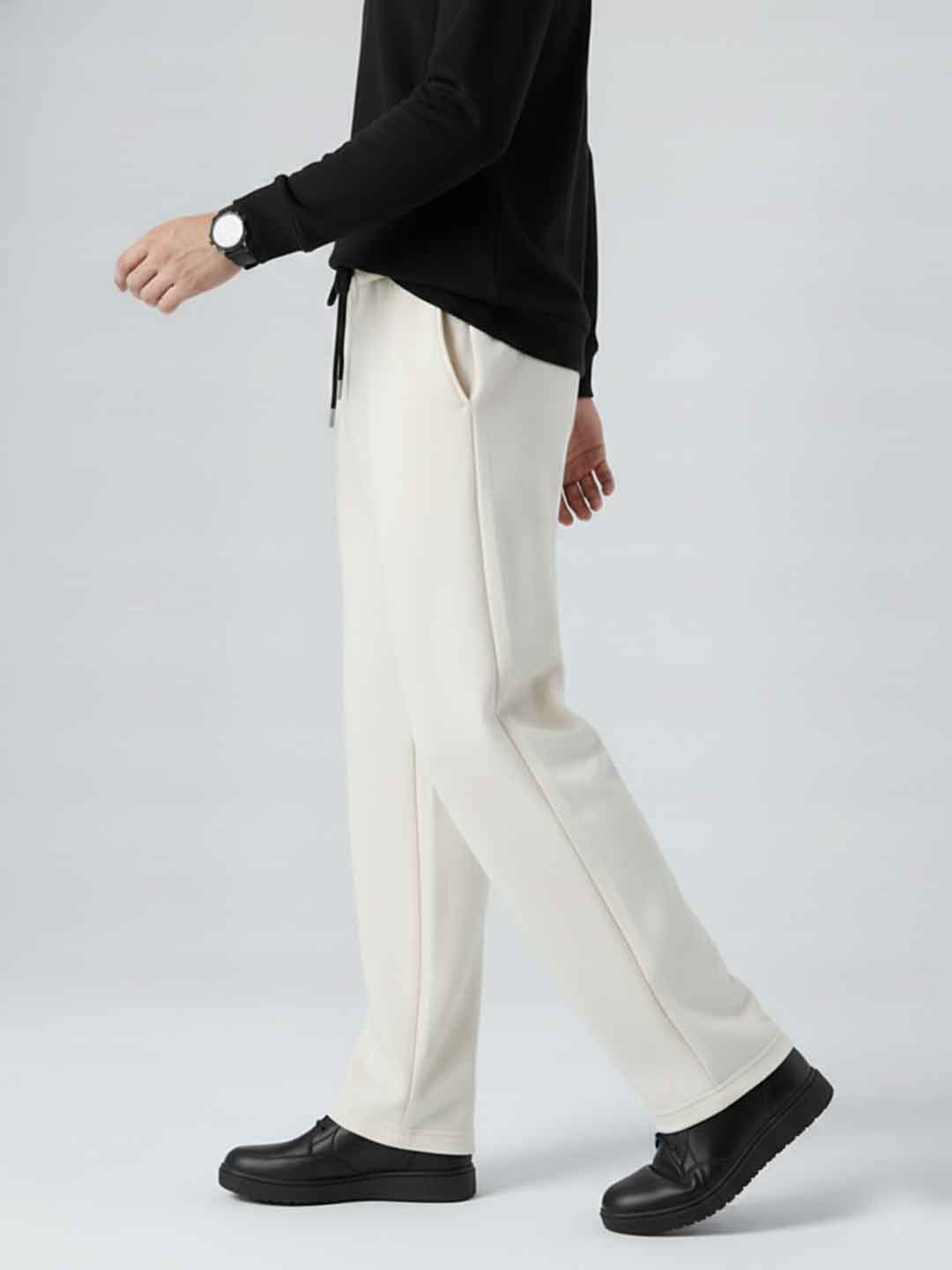 Men's Imported Loose Bottom Off White Trouser