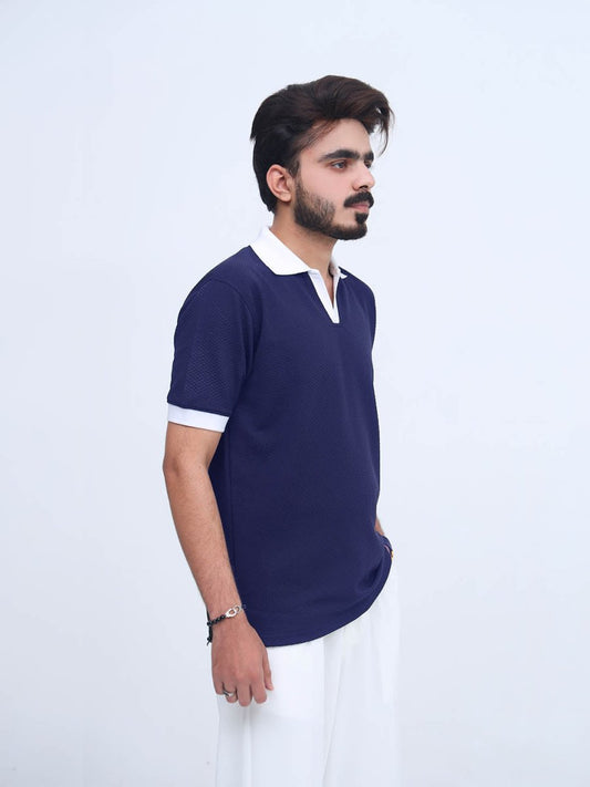 Urban Wolfs Imported Textured Navy Polo - URBAN WOLFS