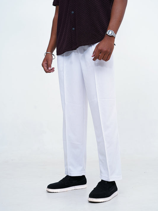 Men's Imported Plated White Baggy Joggers