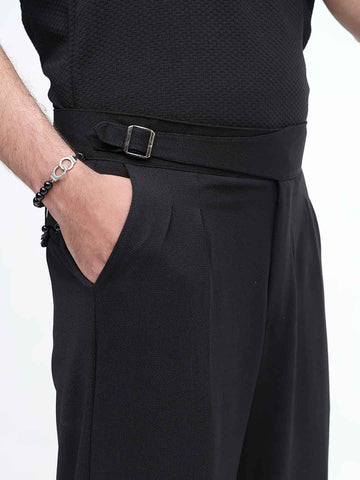 Urban Wolfs White Pleated Dress Pant ( Black )