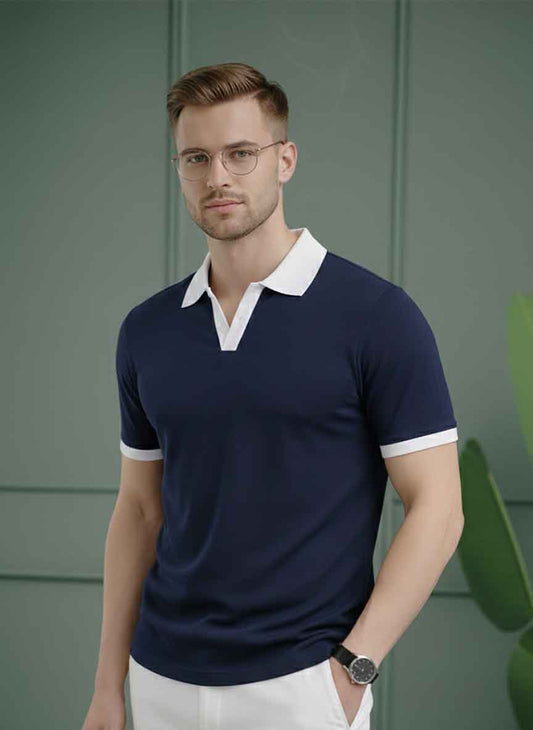 Urban Wolfs Imported Textured Navy Polo