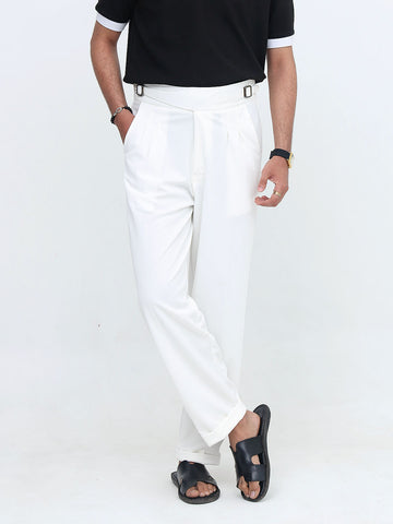 Urban Wolfs White Pleated Dress Pant ( Off White )