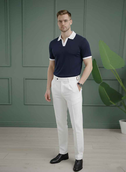 Urban Wolfs Imported Textured Navy Polo