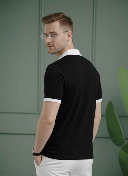 Urban Wolfs Imported Textured Black Polo