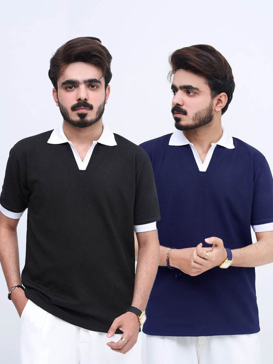 Pack Of 2 Imported Textured Polo - URBAN WOLFS